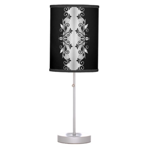 Lamp _ Accent _ Flourishes Black and Silver