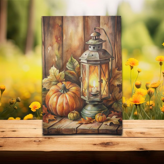 Lamp and Pumpkins Fall Kitchen Towel (Creator Uploaded)