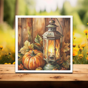Lamp and Pumpkins Fall Napkins