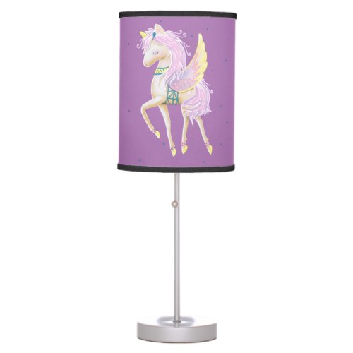 lamp has a cute unicorn design