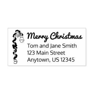 Lamp Post Light Garland Merry Christmas Holiday Rubber Stamp