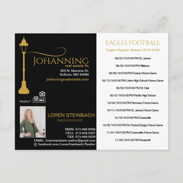 Lamp Post Real Estate Football Calendar Postcard (Front)
