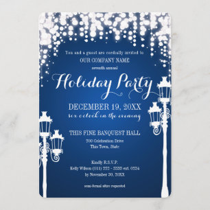 Lamp Post Sparkle Holiday Party Corporate Invitation