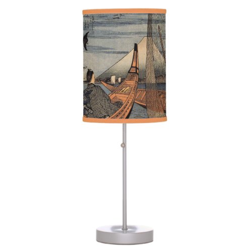 lamp RICE PAPER SHADE W JAPANESE WOODBLOCK PRINT