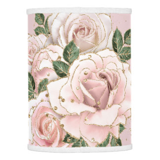 Lamp Shade Blush Roses & Gold Glitter