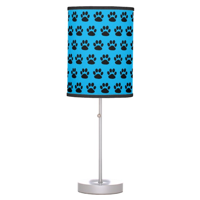 Lamp Shade Paw Prints Dog or Cat Table Lamp Blue (Front)