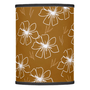 Lamp Shade White Flowers Brown Background