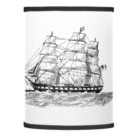 Lamp Shade with Vintage Sailing Schooner Ship (Left)