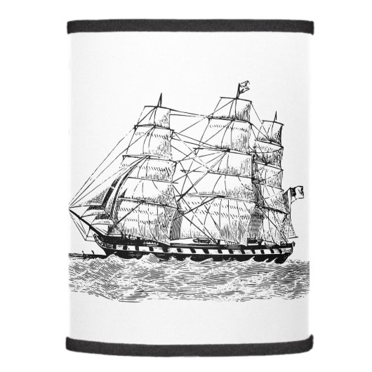 Lamp Shade with Vintage Sailing Schooner Ship (Right)