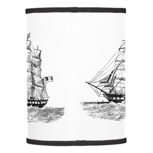 Lamp Shade with Vintage Sailing Schooner Ship (Back)
