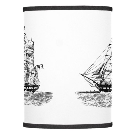 Lamp Shade with Vintage Sailing Schooner Ship (Front)