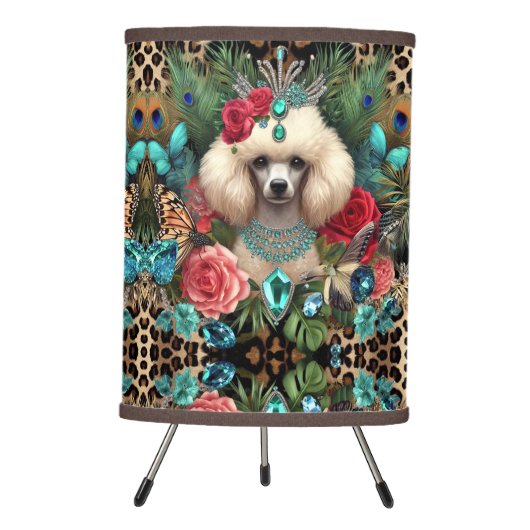 Lamp White Poodle Dog Floral Leopard Print Design (Front)