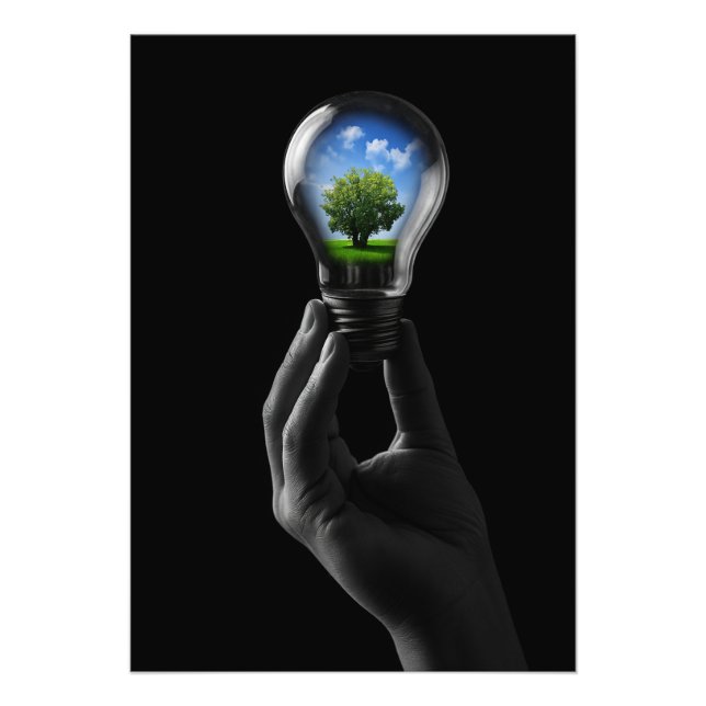Lamp with a tree for a sustainable future photo print (Front)