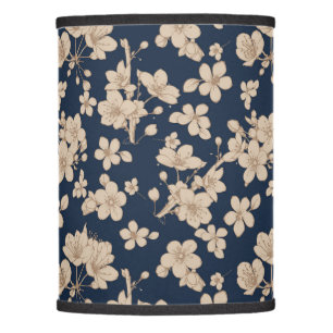 Lamp with navy blue Midnight Blossoms pattern