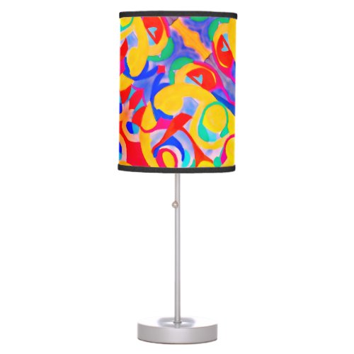 LAMPARA CON PIE EN ACERO PANTALLA MULTICOLOR  TABLE LAMP