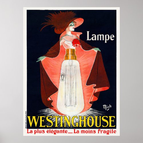 Lampe Westinghouse France Vintage Poster 1912