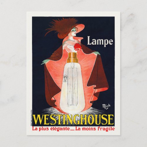 Lampe Westinghouse France Vintage Poster 1912 Postcard