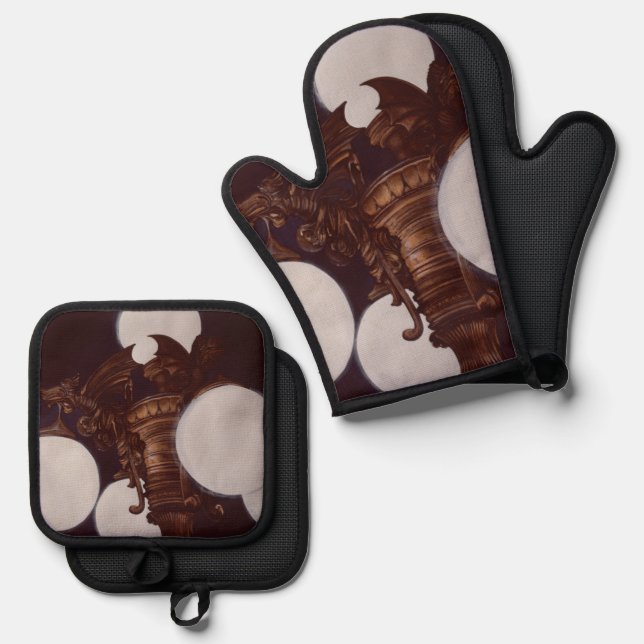 Lamplight from Demon's Wings Oven Mitt & Pot Holder Set (Front/Back)