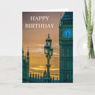 Lamppost and Big Ben view birthday card