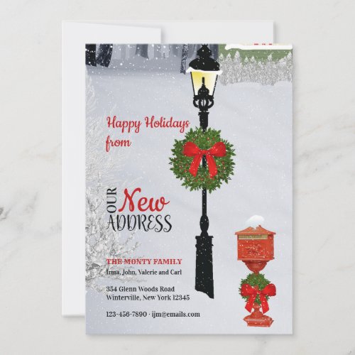 Lamppost and Mailbox New Address Holiday Card