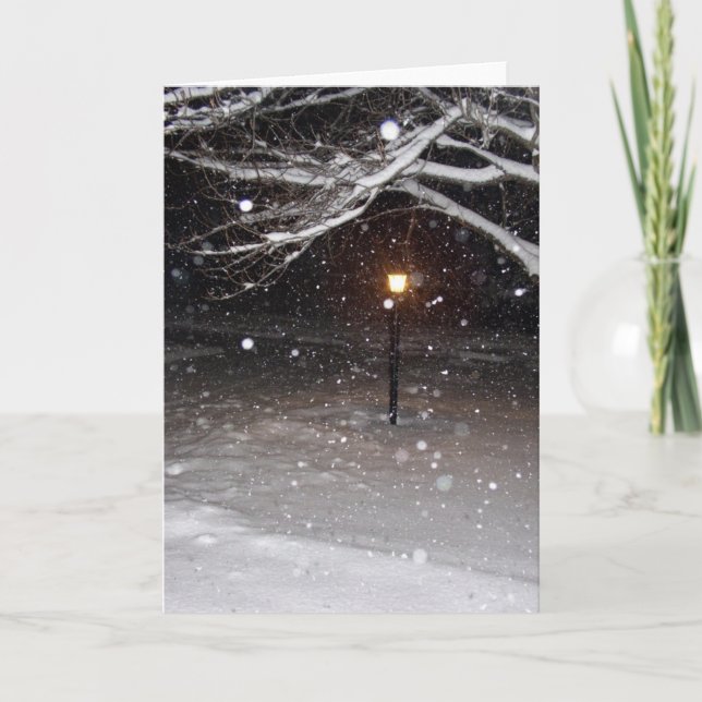 Lamppost in the Snow Greeting Card (Front)