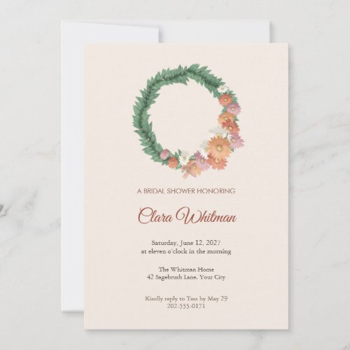Lampranthus Wreath Bridal Shower Invitation