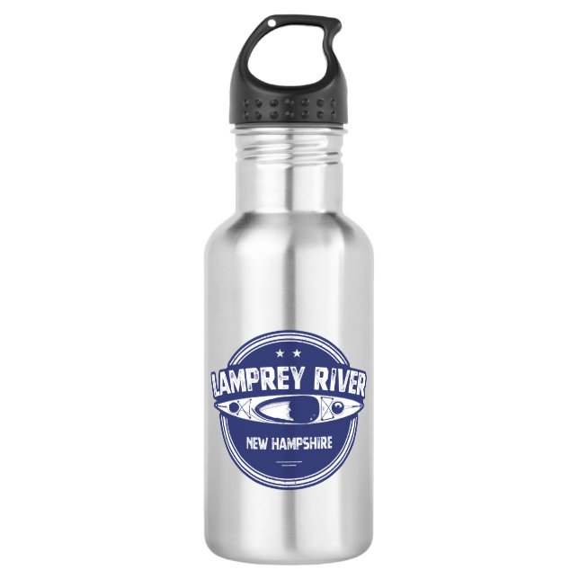 Lamprey River New Hampshire Kayaking Stainless Steel Water Bottle (Front)