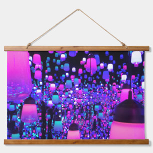 Lamps and Mirrors Japanese Exhibition Neon Art Hanging Tapestry