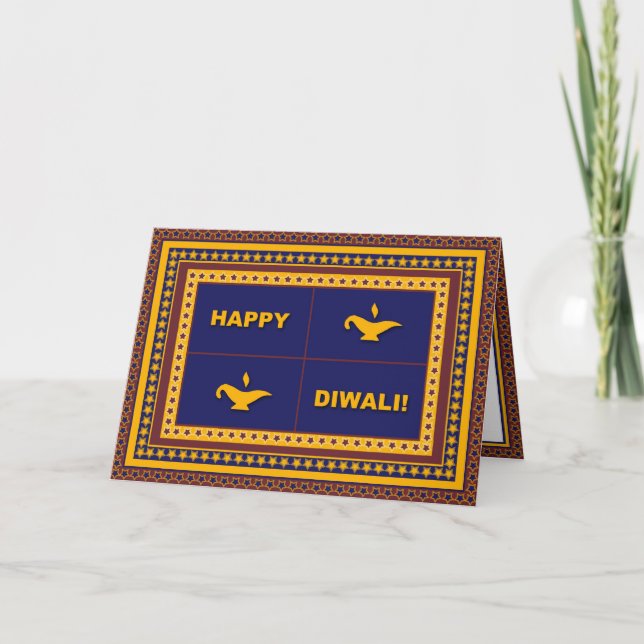 Lamps & Stars Diwali Card (Front)