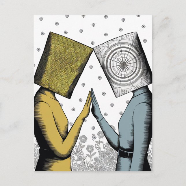 Lampshades on Their Head Blue and Yellow Postcard (Front)