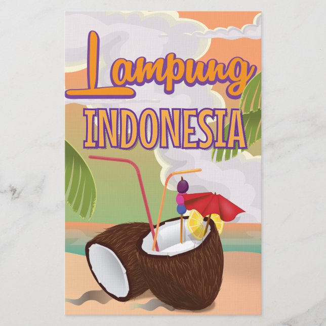 Lampung Indonesia vintage holiday poster. Stationery (Front)