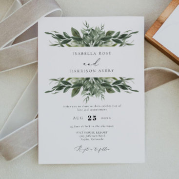 LANA Bohemian Watercolor Greenery Wedding Invitation