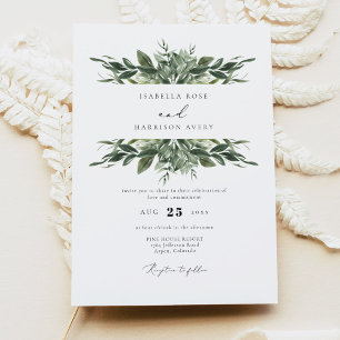 LANA Bohemian Watercolor Greenery Wedding Invitation
