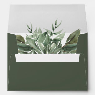 LANA Forest Green Bohemian Watercolor Greenery Envelope