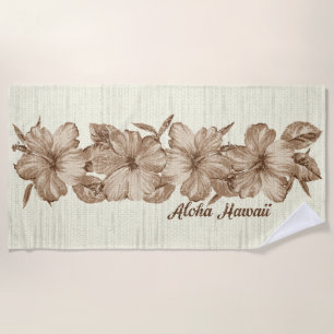 Lanai Distressed Hawaiian Hibiscus - Brown Beach Towel