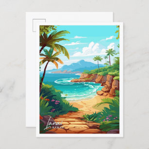Lanai Hawaii Travel Vintage illustration Postcard
