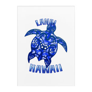Lanai Hawaii Vacation Tribal Turtle Acrylic Print