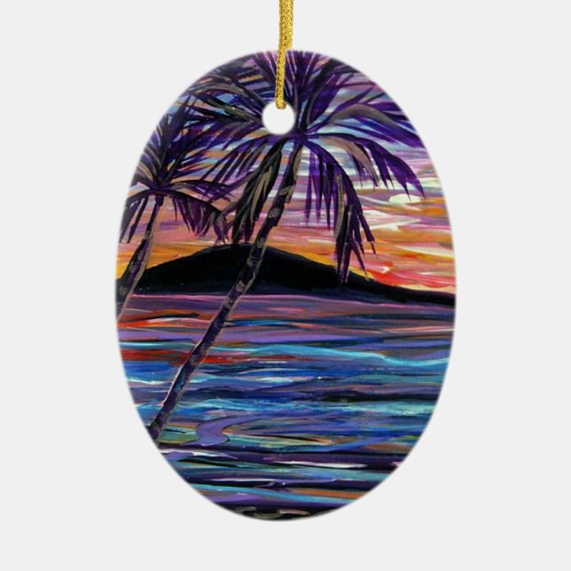Lanai Sunset Ceramic Ornament (Front)