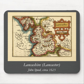 Lancashire County England Old Antiquarian Map Mouse Pad