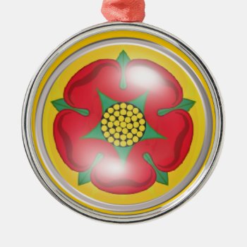 Lancashire Flag (rose) Metal Ornament by Rosemariesw at Zazzle
