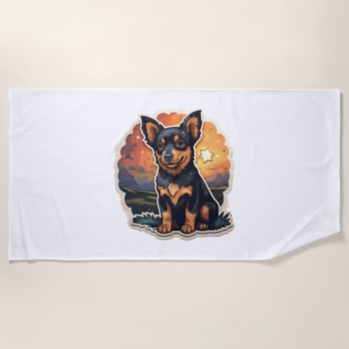 Lancashire Heeler at sunset Beach Towel