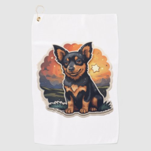 Lancashire Heeler at sunset Golf Towel