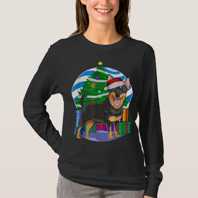 Lancashire Heeler Dog Santa Christmas Tree Decor T-Shirt (Front)
