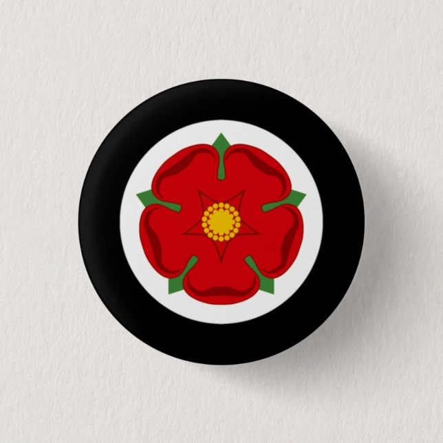 Lancashire Rose Badge - Cotton & Coal Button (Front)