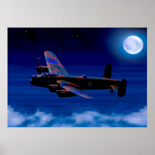 Lancaster Bomber Night Flight Poster