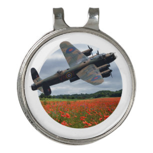 Lancaster Bomber Over A Poppy Field Golf Hat Clip
