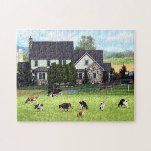 Lancaster PA - Family Farm With Cows in Pasture Jigsaw Puzzle