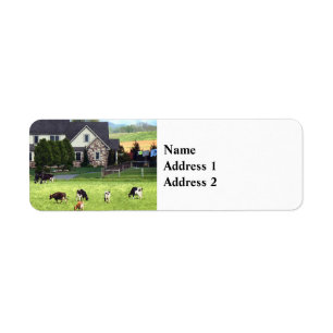 Lancaster PA - Family Farm With Cows in Pasture Label