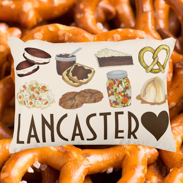 Lancaster, PA Pennsylvania Dutch Amish Foods Accent Pillow (Lancaster Pillow)