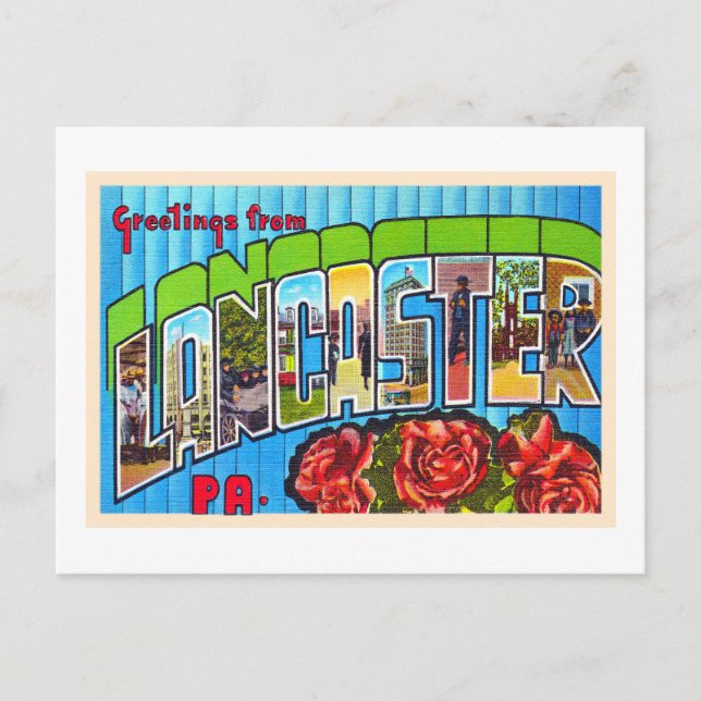 Lancaster Pennsylvania PA Large Letter Postcard (Front)